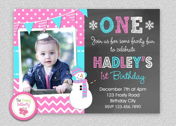 Snowman Winter Birthday Invitation , Chevron Chalkboard Snowman Birthday Invitation Printable Boys or Girls Il_570xn