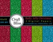 Christmas Paper Pack Christmas Glitter Papers Red Glitter Green Glitter Blue Glitter Textures Digital Paper Pack Scrapbook Craft Supplies Il_170x135