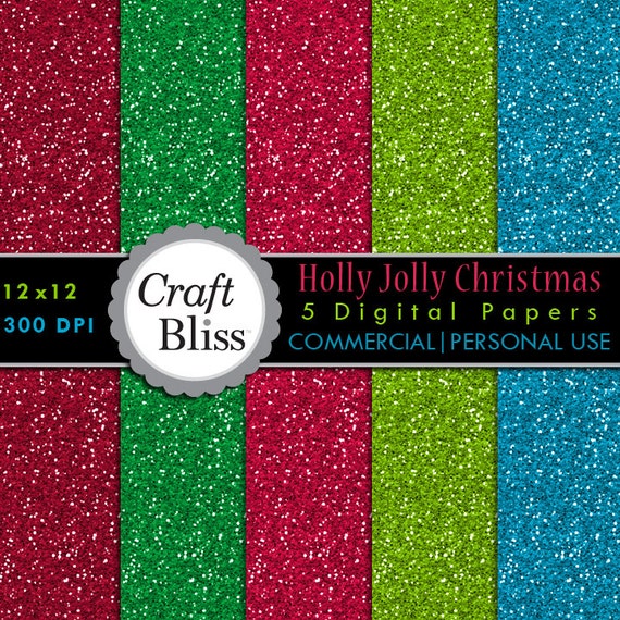 Christmas Paper Pack Christmas Glitter Papers Red Glitter Green Glitter Blue Glitter Textures Digital Paper Pack Scrapbook Craft Supplies Il_570xn