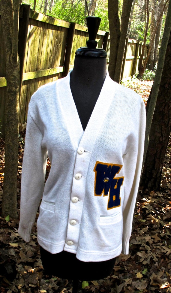 vintage varsity sweater 1950s knit letterman cardigan