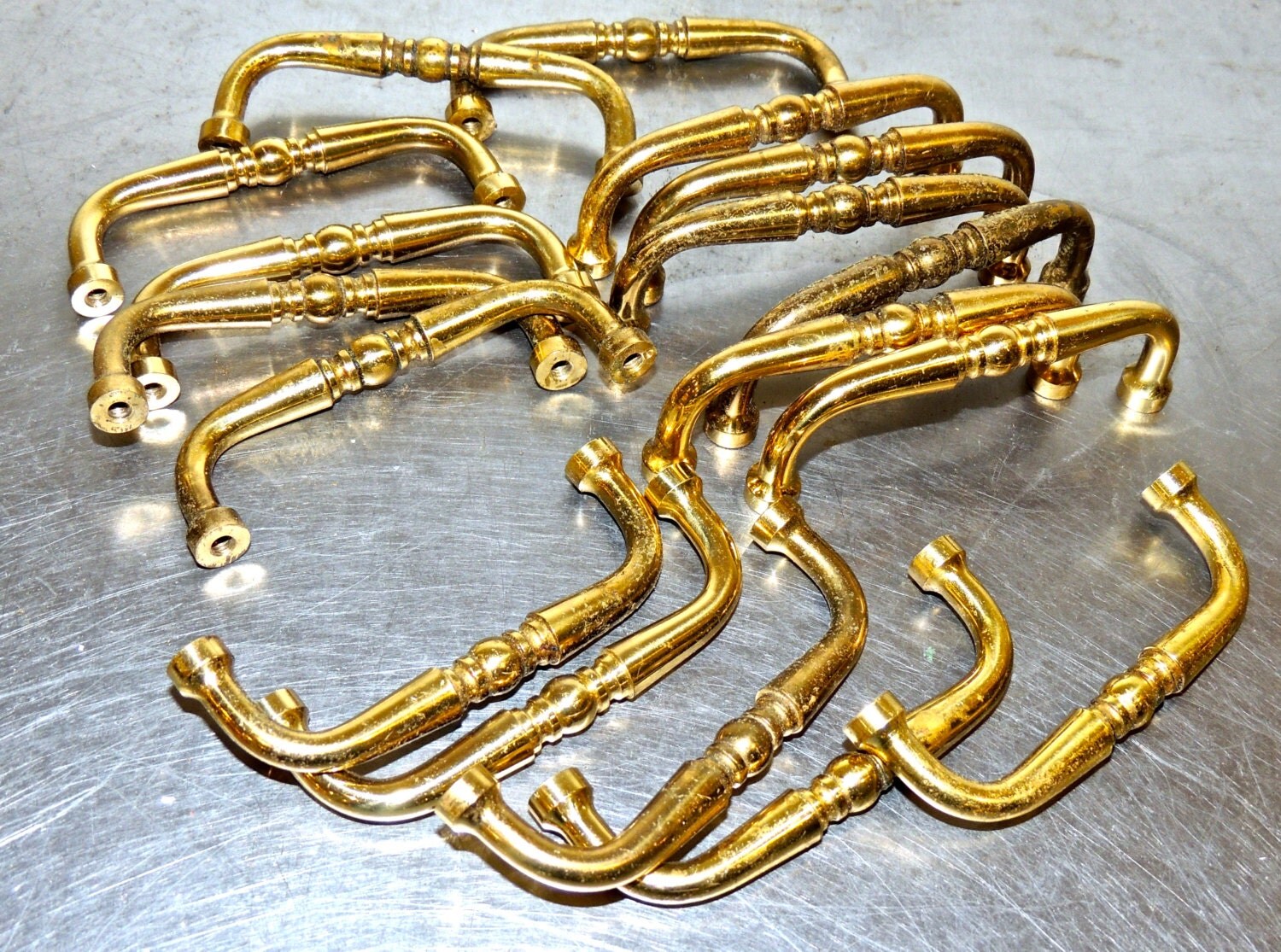 vintage brass bamboo drawer pulls 1960s gold hardware pulls