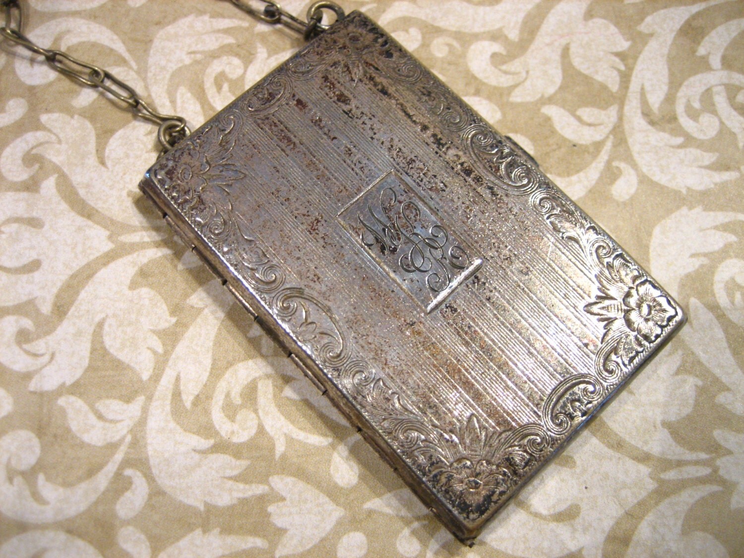 Antique Silver Coin Purse Monogramed