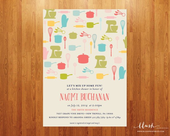 Mix Up Some Fun - Kitchen Shower Bridal Shower Invitation - 5x7 JPG Printable DIY File - Modern Retro 1950s Housewife Il_570xn