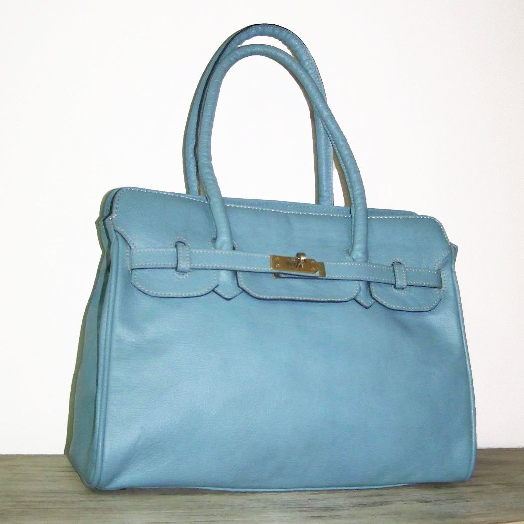 blue leather crossbody purse