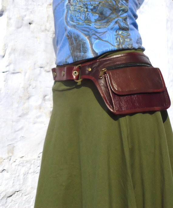 Utility Belt Leather Belt Bag Hip Bag Pocket Belt in Chestnut