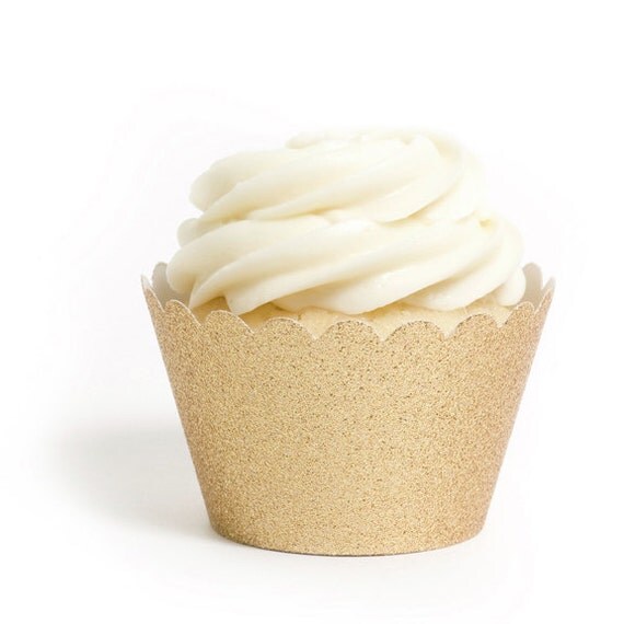 36 GLITTER GOLD CUPCAKE Wrappers Wraps Reusable Glittery