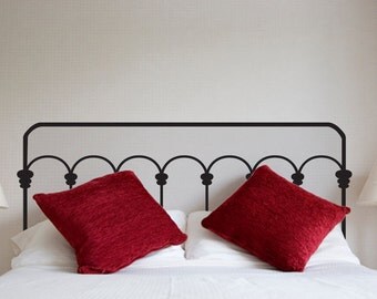 GREAT idea for small rooms! Vinyl Decal Headboard Wrought Iron Design - YOUR Choice of colors! Removable Vinyl Wall Decal - Katazoom