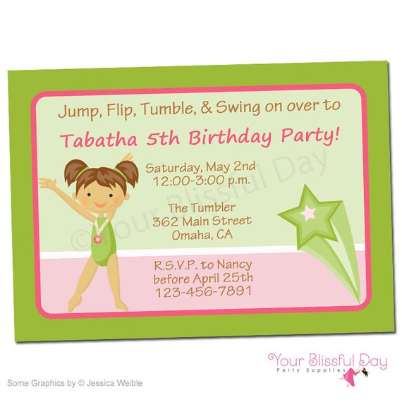 PRINTABLE Girl Gymnast Party Invitations (Character of your choice) Il_570xn
