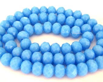 21 cornflower blue beads, 8mm opaque blue Chinese crystal rondelle beads
