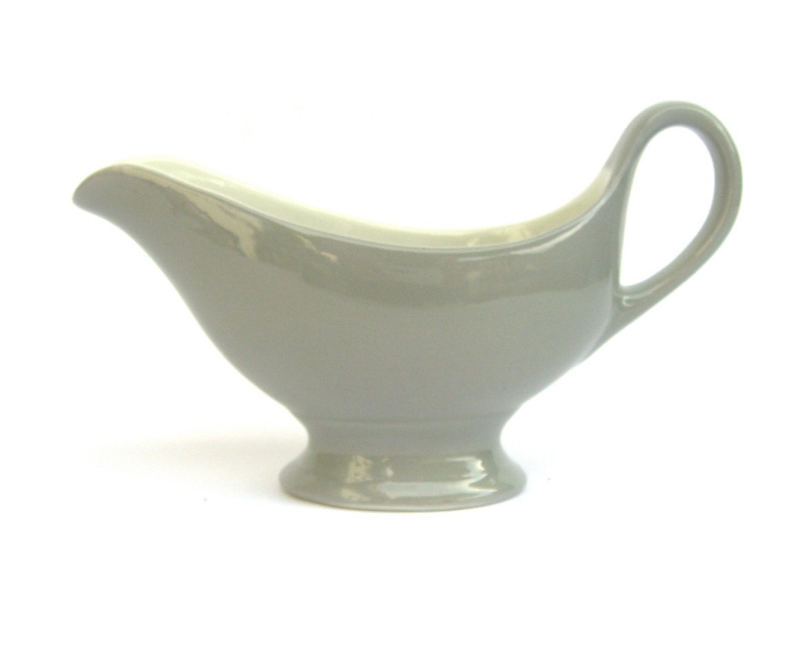 Vintage Shenango Gravy Boat, Mid Century Restaurant Ware, Gray Grey, Minimalist Neutral Decor