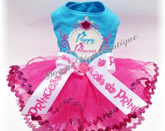 Dog Dress, Dog Tutu Dress, Puppy Princess, Dog Costume, Carriage Coach applique, Small or Medium