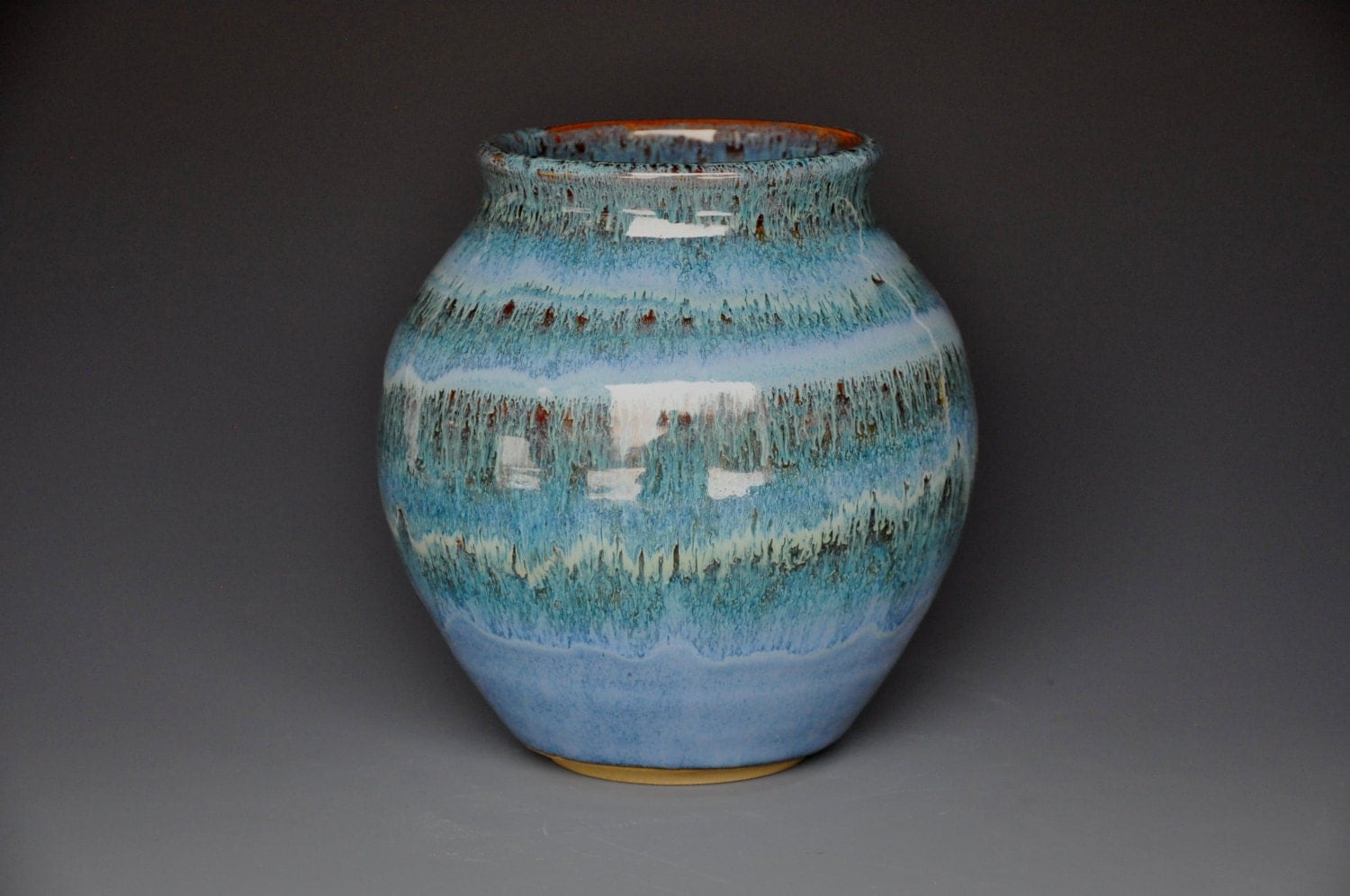 Blue Wide Mouth Vase B