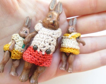 ON HOLD - Antique All Bisque Miniature Bunny Rabbit Doll - Hertwig ...