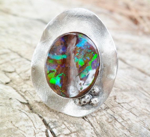 Opal Ring. Opal And Sterling Silver ring. Fire Opal. Silver Ring ...