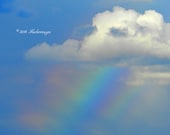 Rainbow with White Clouds and Blue Sky Wall Art Home Decor Photo Print Digital Download Fine Art Photography