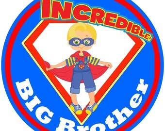Iron on Incredible Big Brother Super Hero with mask Cutie