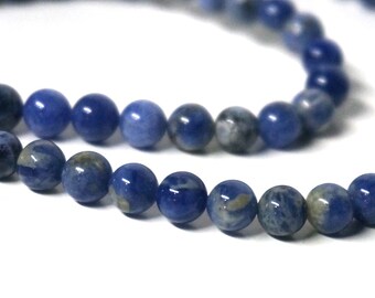 Sodalite beads, 6mm round natural blue gemstone, FULL and HALF bead strand available (1038S)
