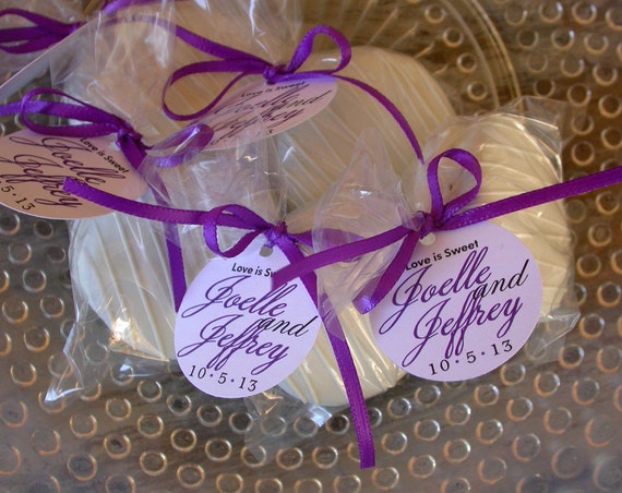 100 edible wedding favors with custom tags - Gourmet Chocolate Dipped Oreo Cookies bridal shower baby shower party favor Il_570xn