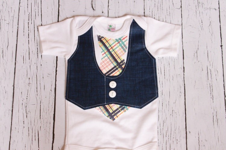 Baby Wedding Outfit // vest onesie// Baby Boy by CodyandKait