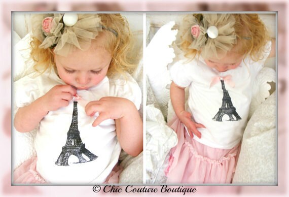 Sweet Birthday Party Outfit, Gift. Screen Printed Eiffel Tower Baby Girl Bodysuit/ Toddler Tee / T-Shirt. Sisters, Paris. New baby Girl by ChicCoutureBoutique