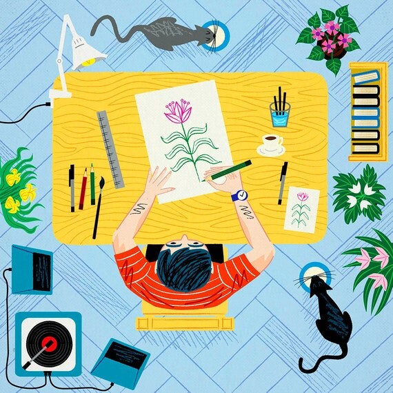 The Artist - limited edition print - iOTA iLLUSTRATiON