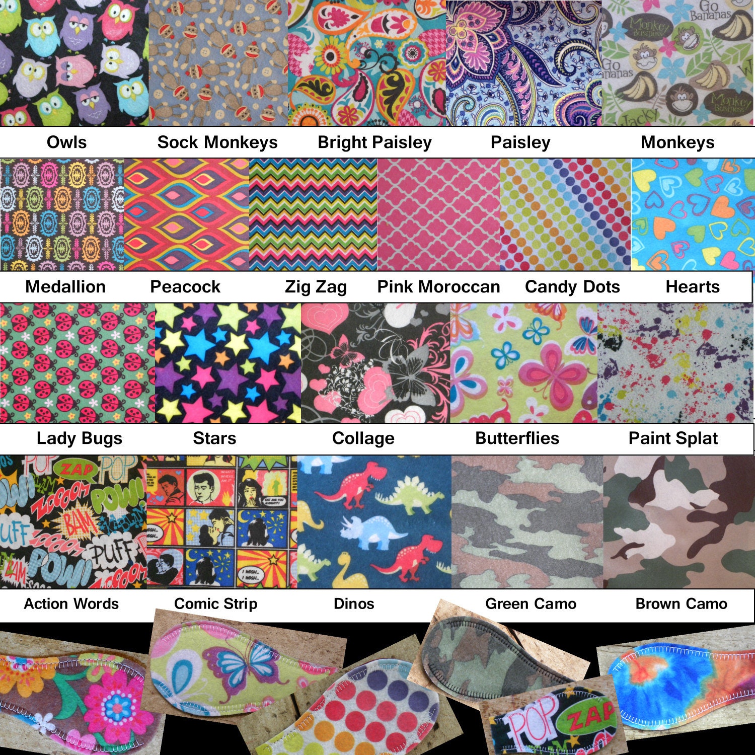 Cloth Eye Patches Reversible 51 Patterns to choose from