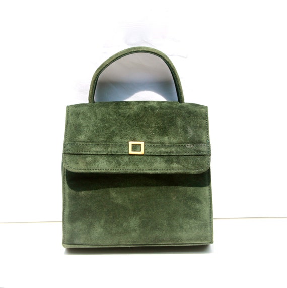 Green Suede Boxy Handbag - Vintage 90s Nine West - Evergreen, Olive ...