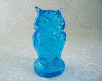 blue glass owl figurine