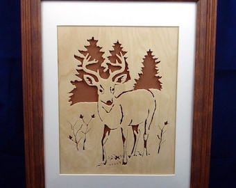 Whitetail Deer / Buck Scroll Saw Wall Art Decor Handmade From 8 x 10 ...