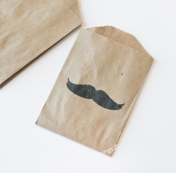Mustache Wedding Table Setting Wooden Cutlery Silverware Bags 20 Rustic MINI SIZE BAG Favor Paper Goods Birthday Baby Shower Il_570xn