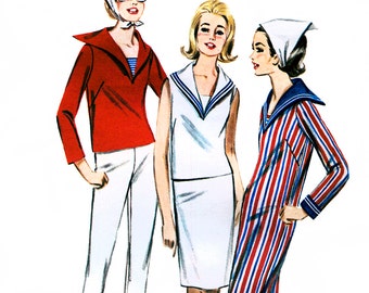 Butterick 3011 Vintage 60s Misses' Jr. & Misses' Nautical Sportswear Sewing Pattern - Uncut - Size 12 - Bust 32