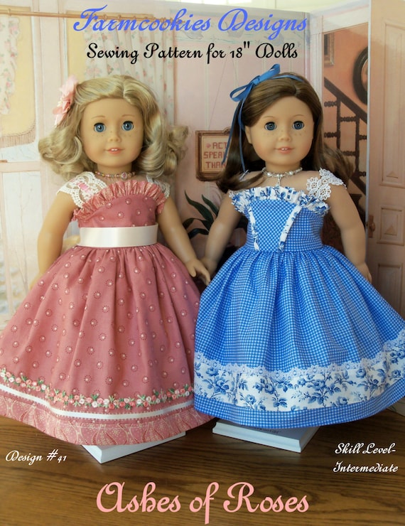 PDF Sewing Pattern / Ashes of Roses / for American Girl or Other 18" Dolls