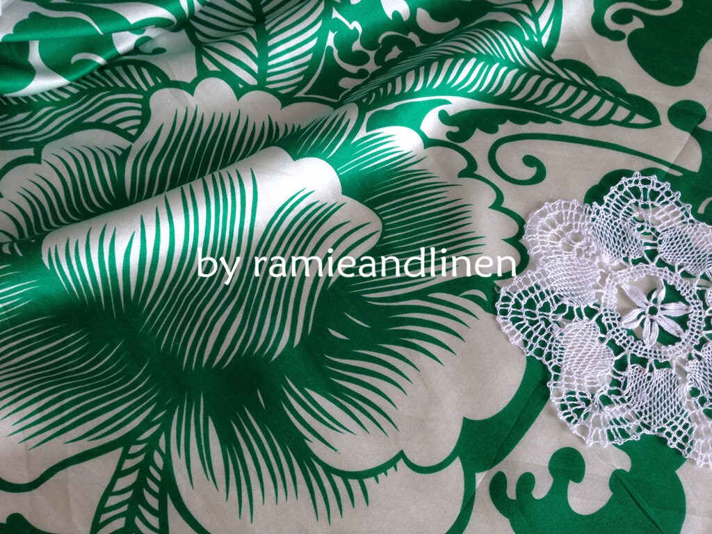 SALE silk fabric huge floral print silk cotton blend Silk