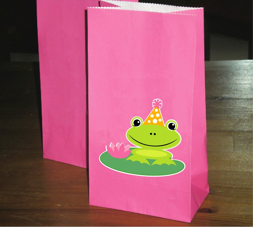 Frog Birthday Party Favor/Treat bags girl Set of 10