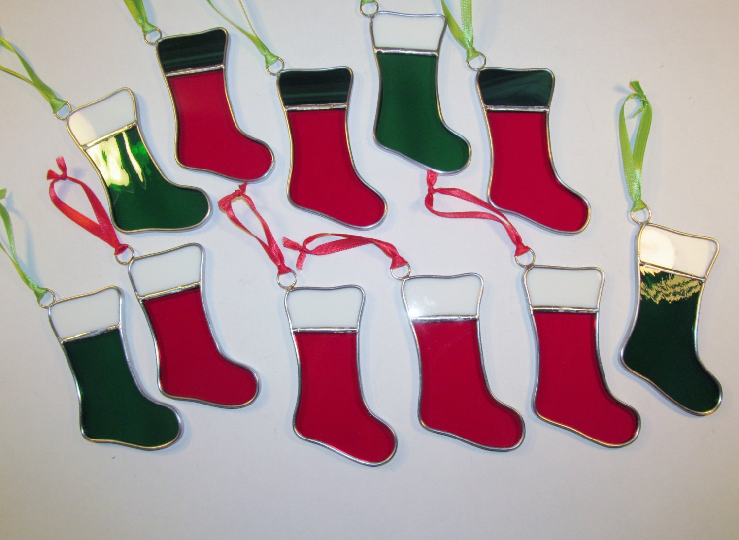 Stained Glass Christmas Stocking Ornaments
