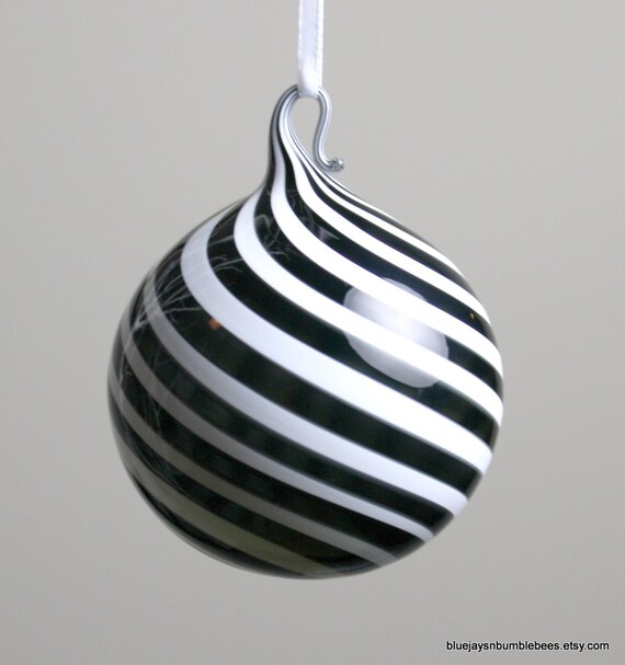 black and white swirl blown glass ornament black and white swirl blown glass ornament