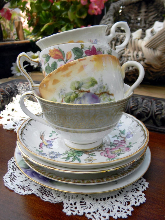 Lot Cups Vintage Party and    cups Saucers Bulk  MISMATCHED  Orphans Tea  or vintage tea bulk  saucers and