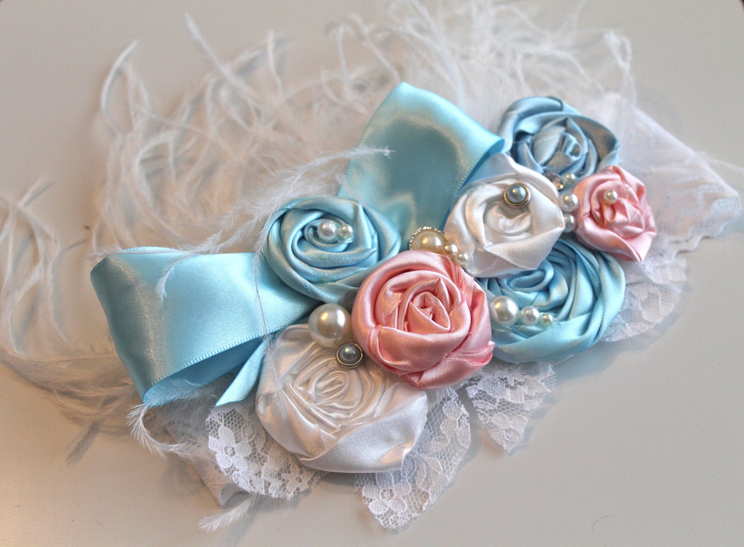 An artisan lover: Over the top headband, on light blue and pink satin ...