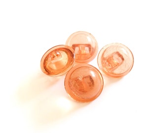 4 Orange Buttons, Clear Orange Vintage Buttons