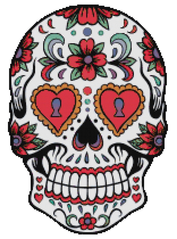 Cross Stitch Pattern SUGAR SKULL #12 Pdf File Only