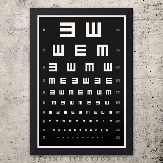 eye chart print tumbling e vintage look