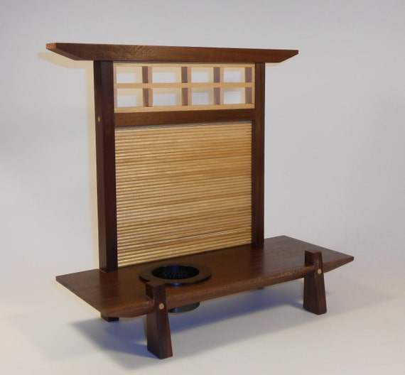 Wooden Ikebana Vase Made of Burnt Poplar and Maple