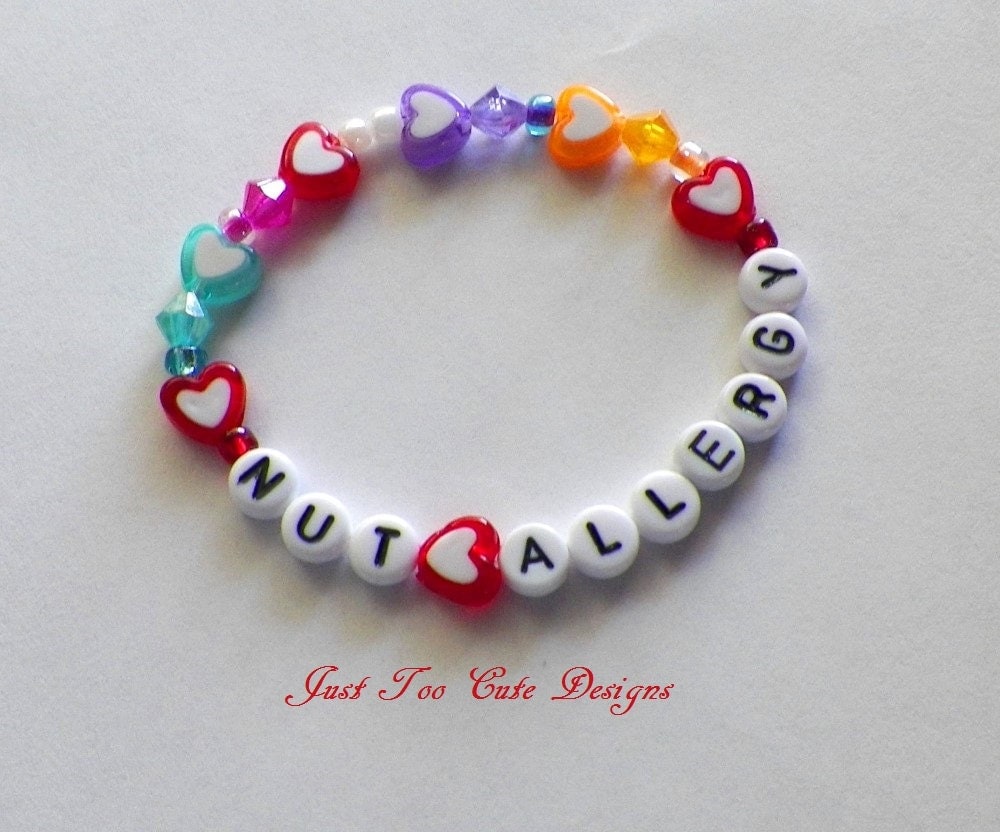 Child Nut Peanut Allergy Bracelet Back to School Custom Item