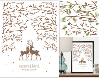 Wedding Tree Guest Book with deers - PDF File