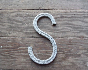 8 INCH Rope Letters Custom Upcycled Rope Nautical Decor Great For Nursery or Weddings Green or Natural Rope