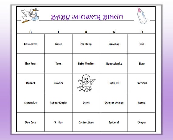 2 Games! Baby Shower Bingo Game (60 Cards) and Baby Word Scramble -Very ...