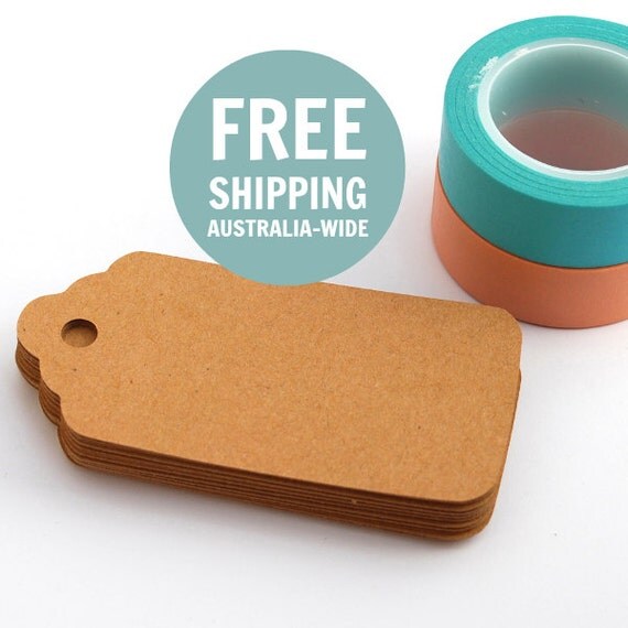 Tags 100 Scalloped Medium - Brown Kraft - Blank Gift Tags Il_570xn