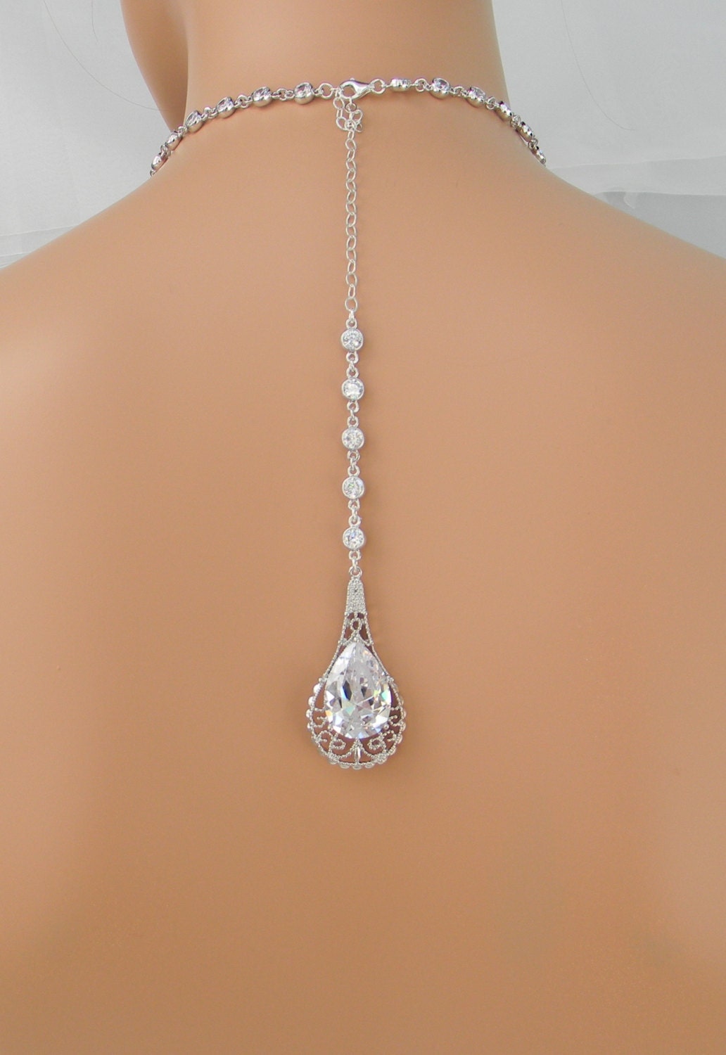Back Drop Bridal Necklace Backdrop Wedding necklace Crystal