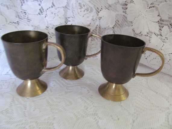Made Vintage Brass cups of Cups India, in brass Brass  Set 3 vintage
