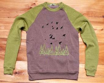 goin for a hike Color Block Sweater, Bird Sweater, Hiking Shirt, Unisex Pullover, XS,S,M,L,XL